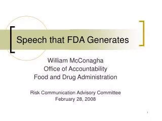 Speech that FDA Generates