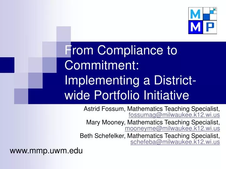 from compliance to commitment implementing a district wide portfolio initiative