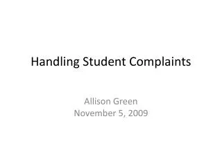 Handling Student Complaints