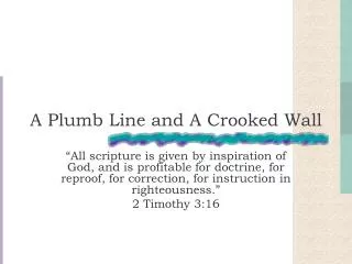 A Plumb Line and A Crooked Wall