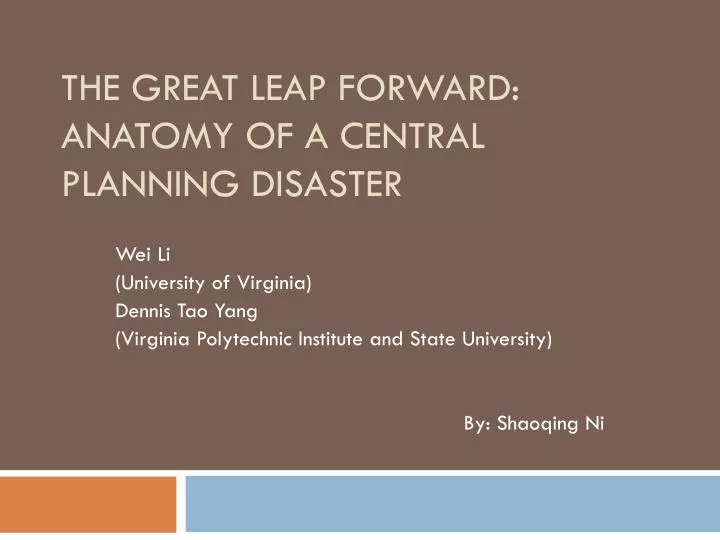 the great leap forward anatomy of a central planning disaster