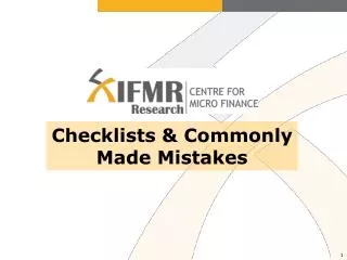 Checklists &amp; Commonly Made Mistakes