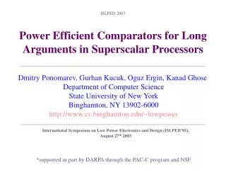 Power Efficient Comparators for Long Arguments in Superscalar Processors