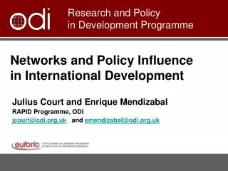 Networks and Policy Influence in International Development