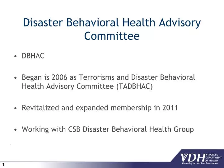 disaster behavioral health advisory committee