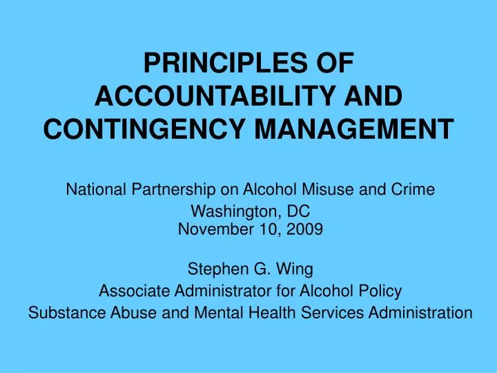 principles of accountability and contingency management