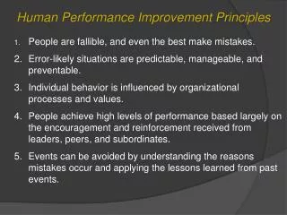 Human Performance Improvement Principles