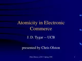 Atomicity in Electronic Commerce