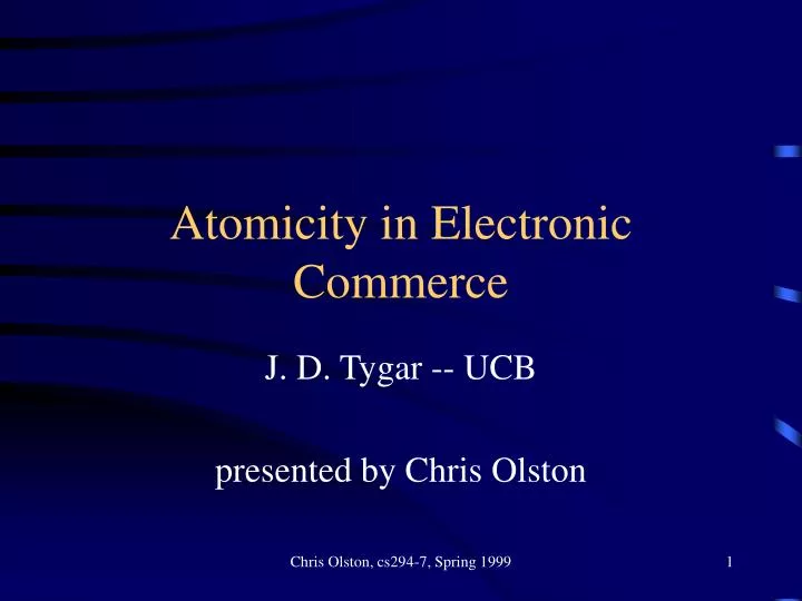 atomicity in electronic commerce