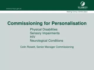 Commissioning for Personalisation