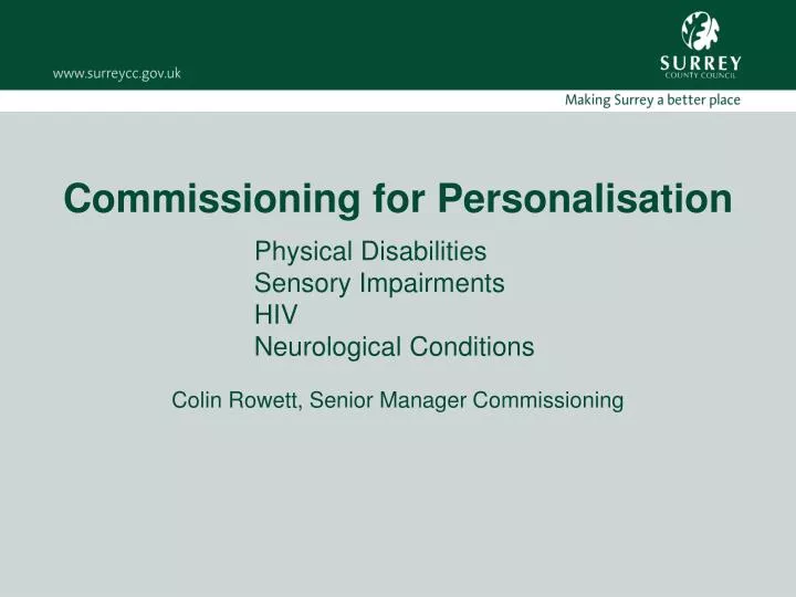 commissioning for personalisation