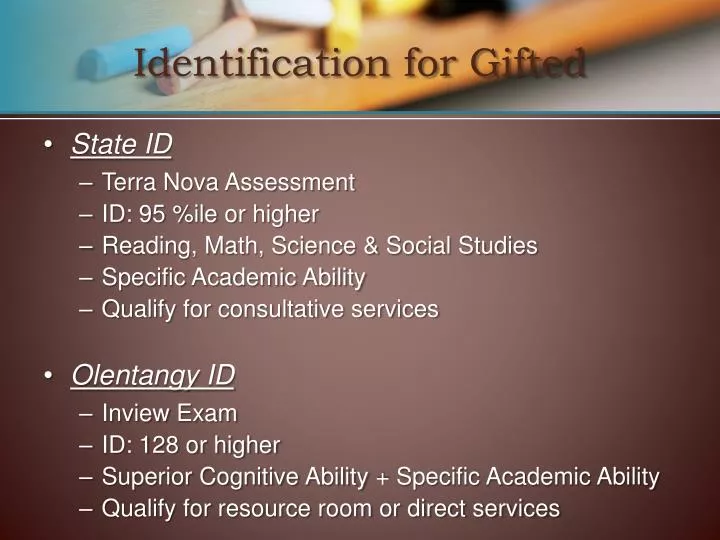 identification for gifted