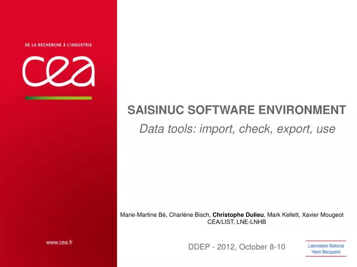 saisinuc software environment data tools import check export use
