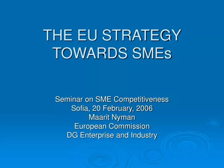 the eu strategy towards smes