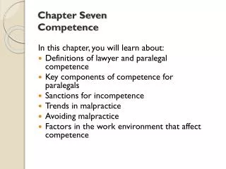 Chapter Seven Competence