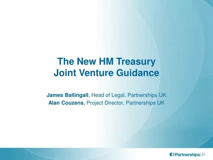 the new hm treasury joint venture guidance