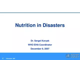 Nutrition in Disasters