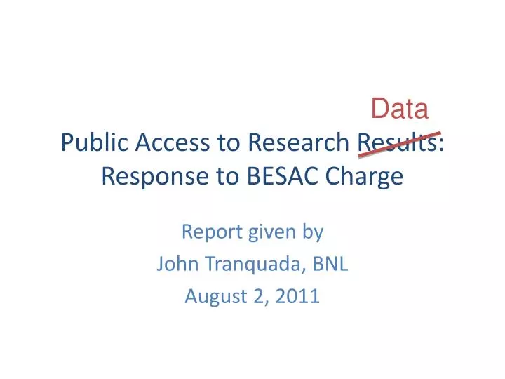 public access to research results response to besac charge
