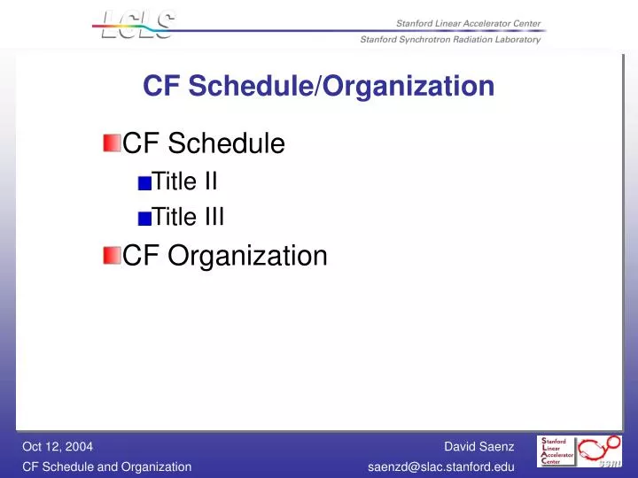 cf schedule organization