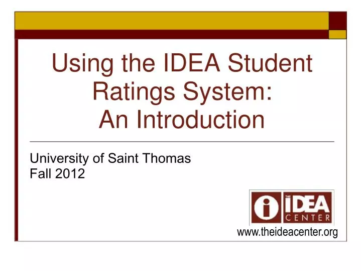 using the idea student ratings system an introduction