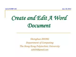 Create and Edit A Word Document