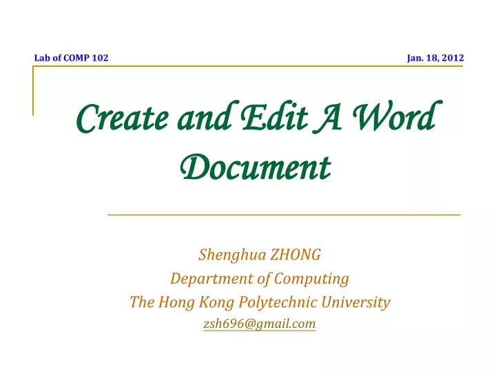 create and edit a word document
