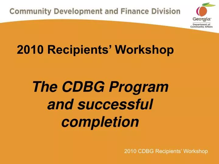 2010 recipients workshop