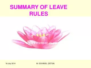 SUMMARY OF LEAVE RULES