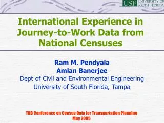 International Experience in Journey-to-Work Data from National Censuses
