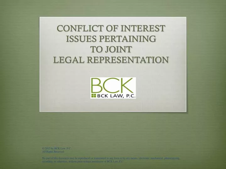 conflict of interest issues pertaining to joint legal representation