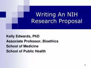 Writing An NIH Research Proposal