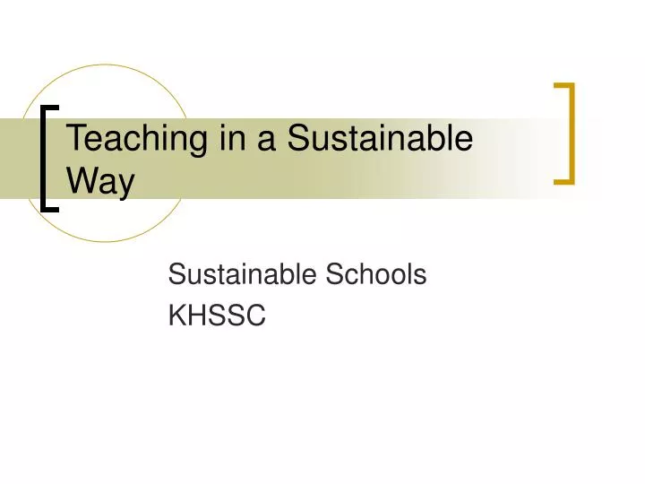 teaching in a sustainable way