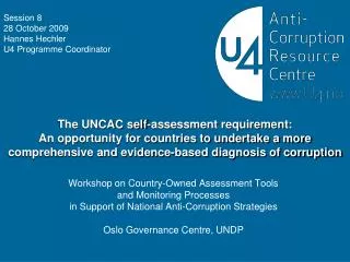 Workshop on Country-Owned Assessment Tools and Monitoring Processes