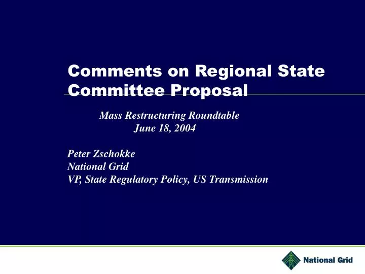 comments on regional state committee proposal