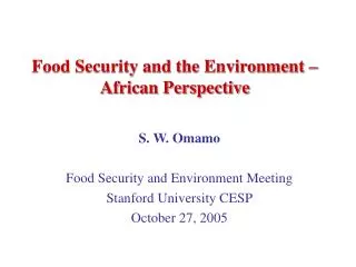 food security and the environment african perspective