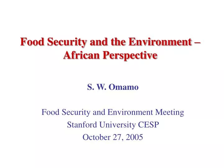 food security and the environment african perspective