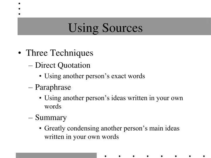 using sources