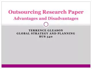 Outsourcing Research Paper Advantages and Disadvantages