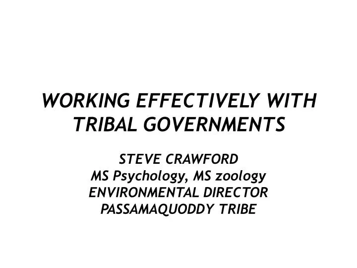 working effectively with tribal governments
