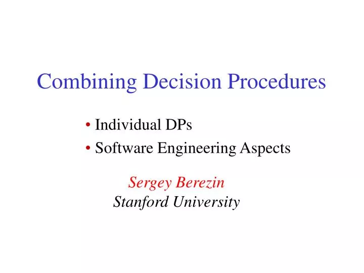 combining decision procedures