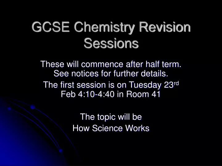 gcse chemistry revision sessions