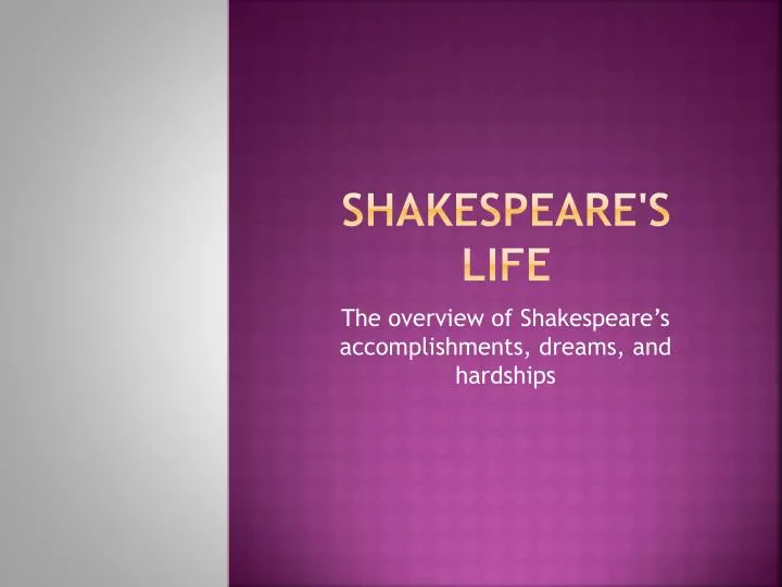 shakespeare s life