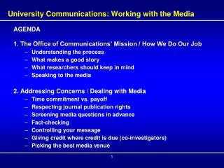 University Communications: Working with the Media