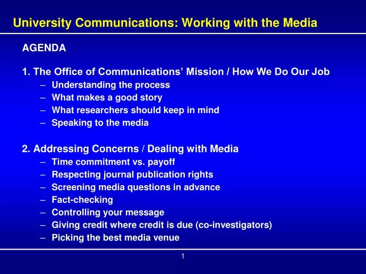 university communications working with the media