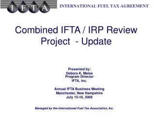 Combined IFTA / IRP Review Project - Update