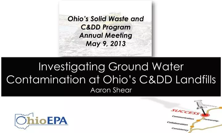 investigating ground water contamination at ohio s c dd landfills aaron shear