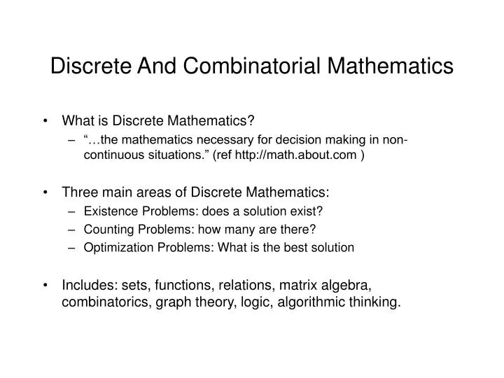 discrete and combinatorial mathematics
