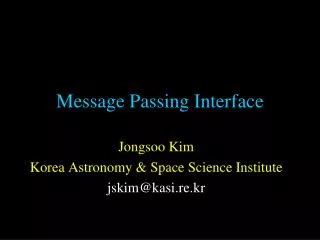 Message Passing Interface