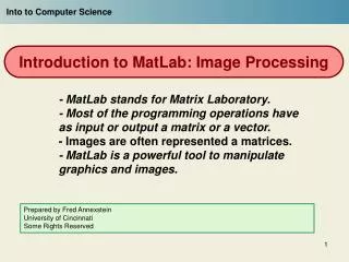 Introduction to MatLab: Image Processing