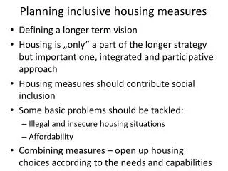 Planning inclusive housing measures